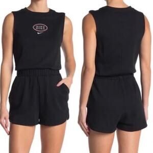 NWT Nike Sportswear Women's Varsity Romper Plus 2X Black Active Gorpcore Basic